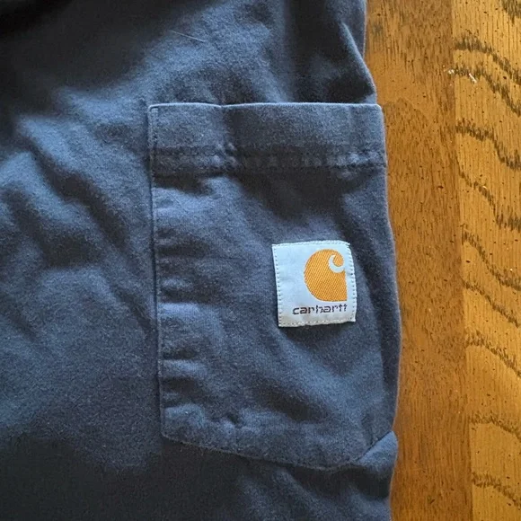Carhartt Men's Navy Short Sleeve Tee with Pocket - Picture 2 of 4